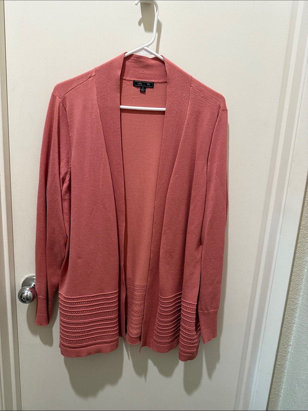 Liz Claiborne Rose Pink Open-Front Long Cardigan